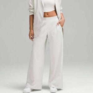 Lululemon Swift Wide Leg Mid Rise Pants In Bone Full Length LW5FU4S Size 4